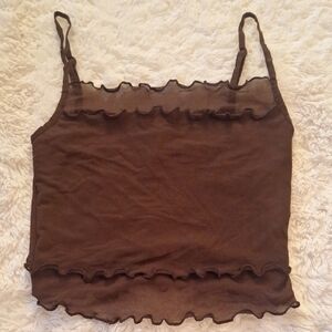 Urban Outfitters Brown Sheer Ruffled Camisole Size S-P